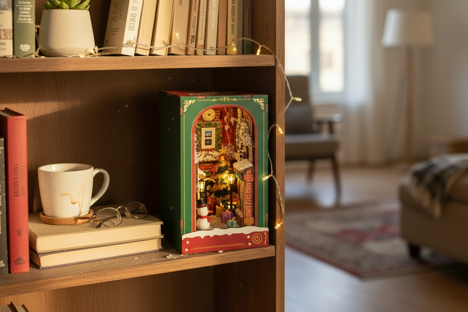 Book Nook L'Hiver de Noël · cadeau Noël original lecteur 2026