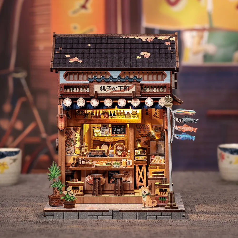 Choshi no Shitamachi · Vieille Ville Japonaise · book nook amour, animaux miniature à construire · Nookora