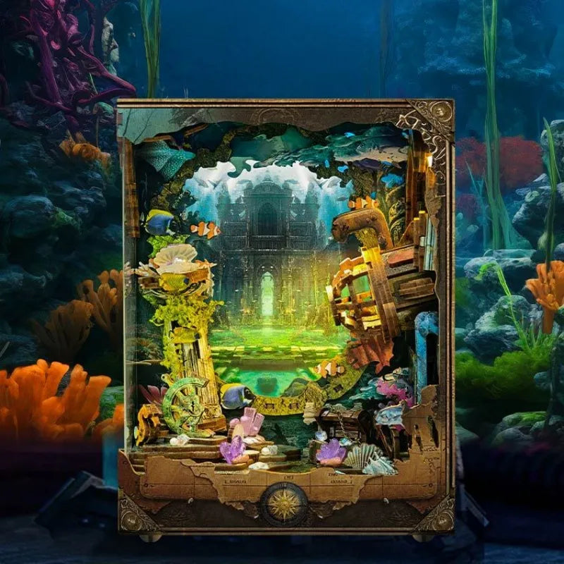 Découverte d'Atlanta · book nook astronomie, bibliotheque miniature à construire · Nookora