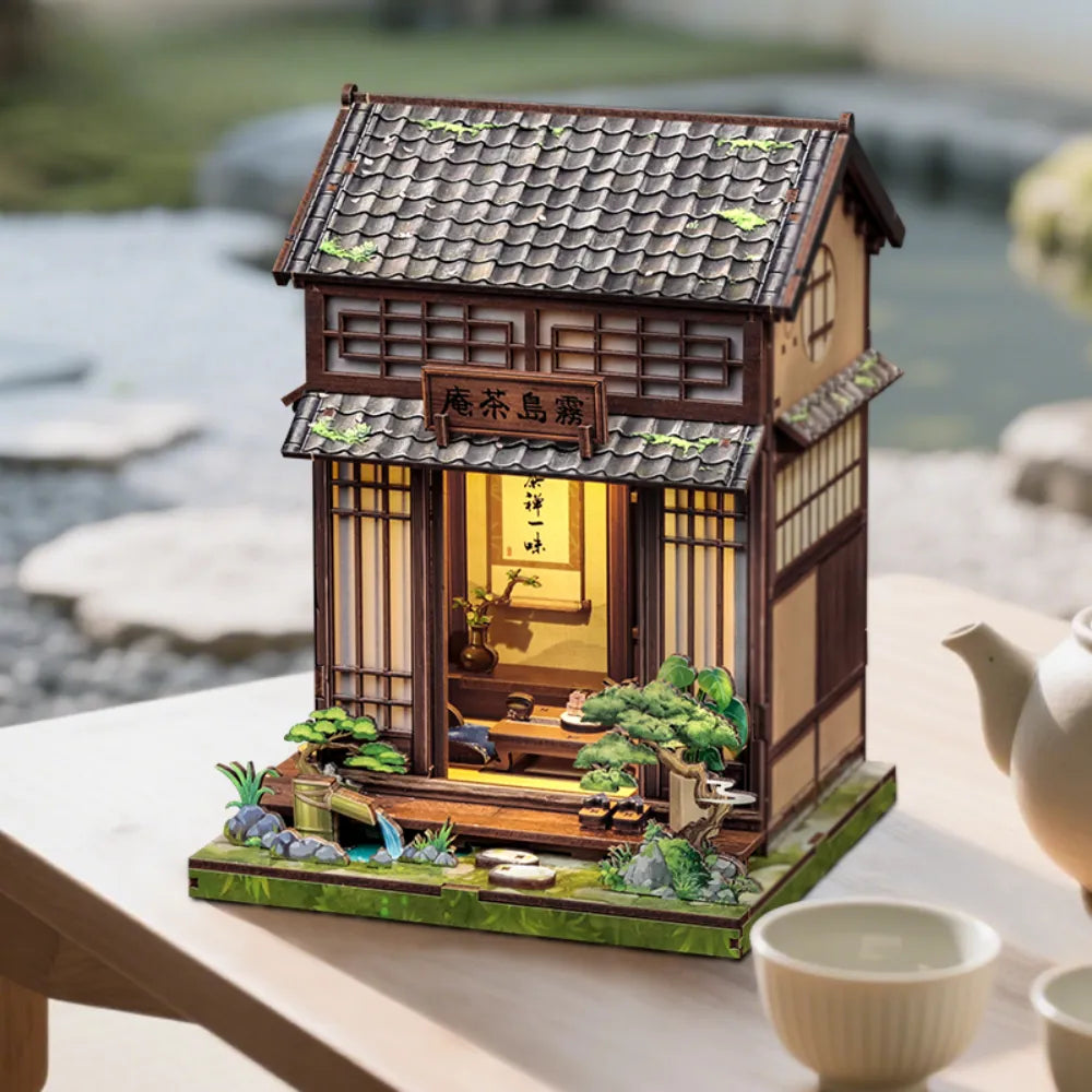 Kirishima Cha-an · Maison de Thé · book nook astronomie, bibliotheque miniature à construire · Nookora
