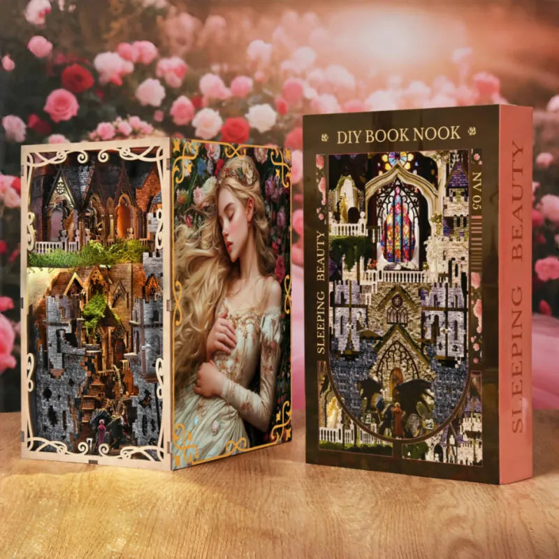 La Belle au Bois Dormant · book nook astronomie, bibliotheque miniature à construire · Nookora