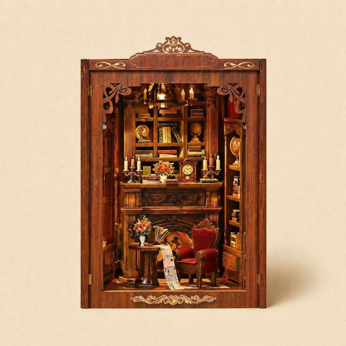 Book Nook - La Bibliothèque du Crépuscule · book nook fantasy · packshot premium · Nookora