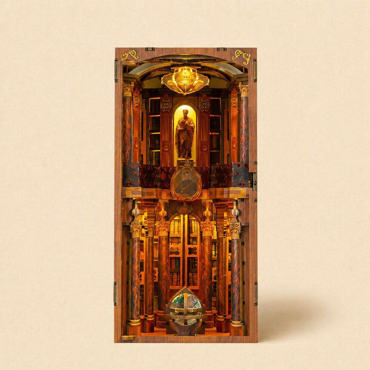 Book Nook - La Bibliothèque du Monastère · book nook fantasy · packshot premium · Nookora