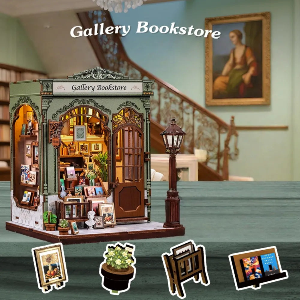Book Nook - La Galerie-Librairie · maison miniature · book nook · Nookora