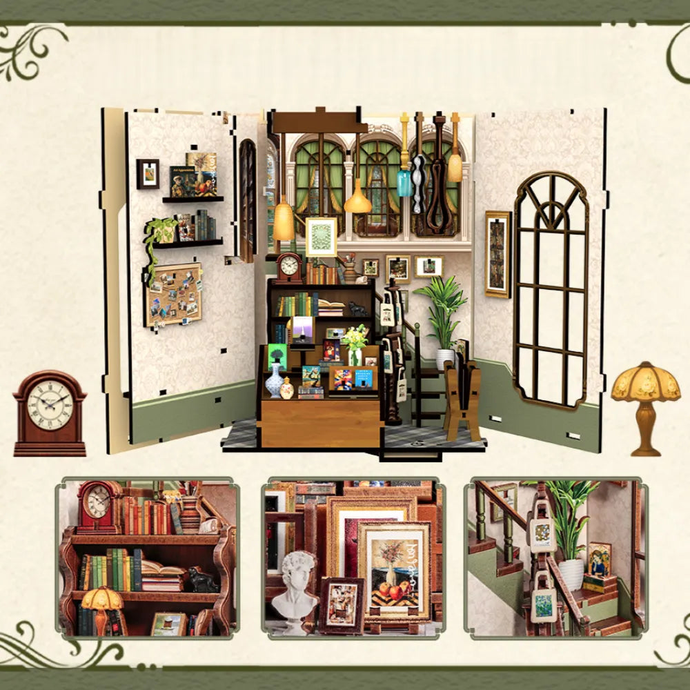 Book Nook - La Galerie-Librairie · maison miniature · book nook · Nookora