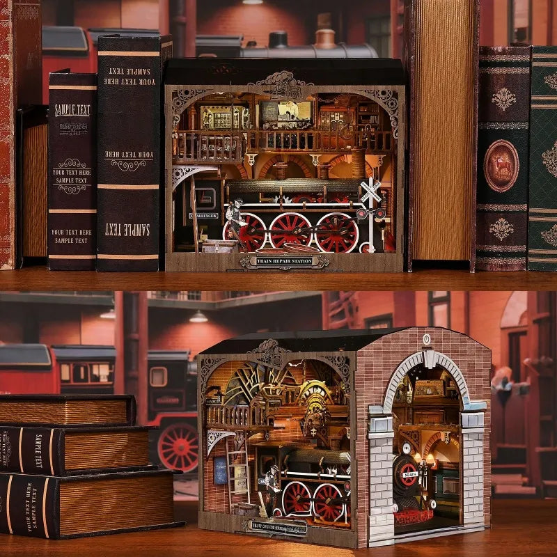 La Gare des Trains · kit book nook astronomie, bibliotheque · Nookora atelier français