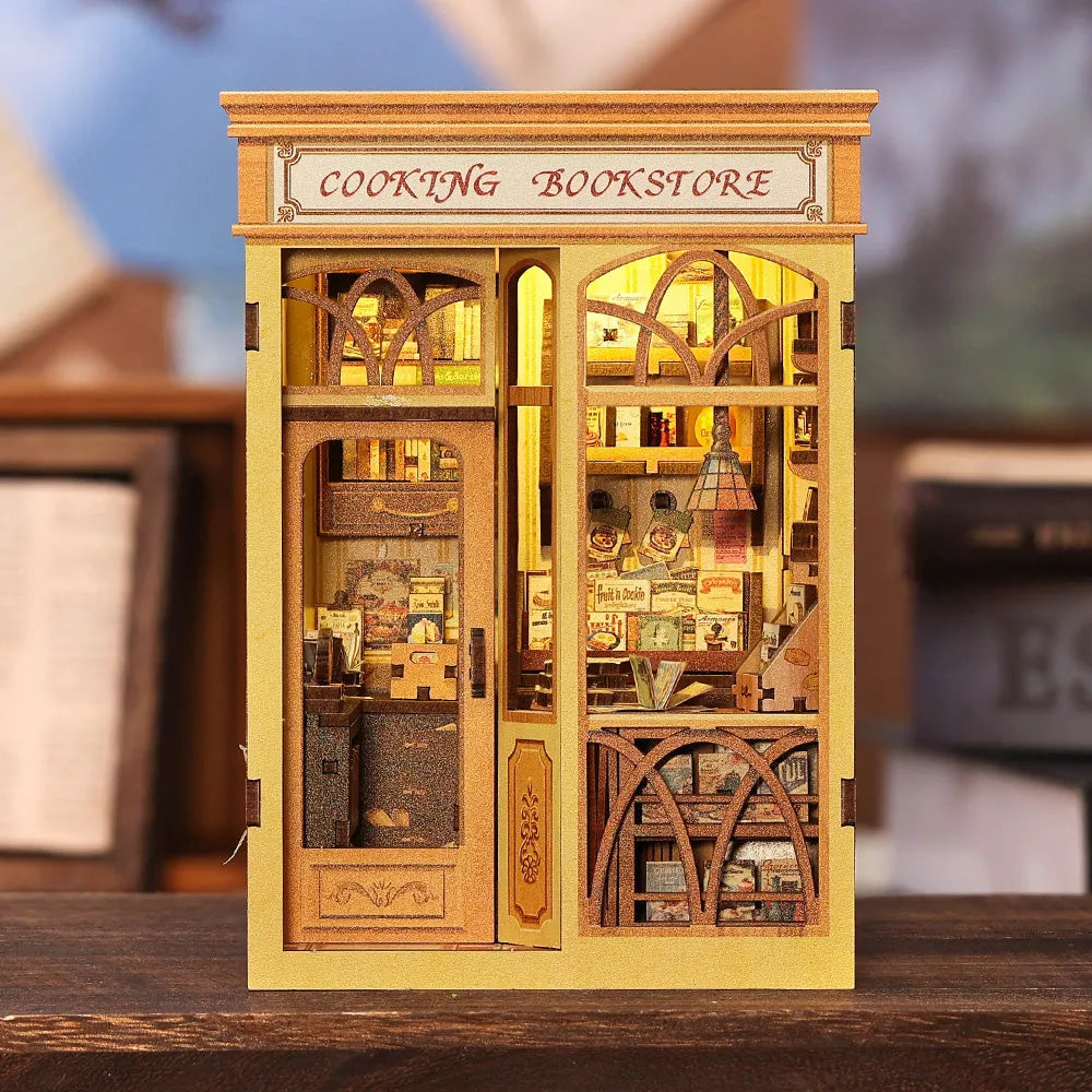 La Librairie Gourmande · book nook amour, astronomie miniature à construire · Nookora