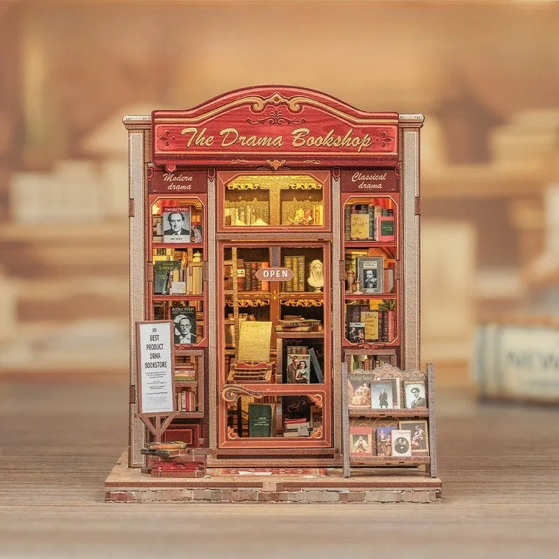 La Librairie Théâtrale · maison miniature · book nook amour, astronomie miniature à construire · Nookora