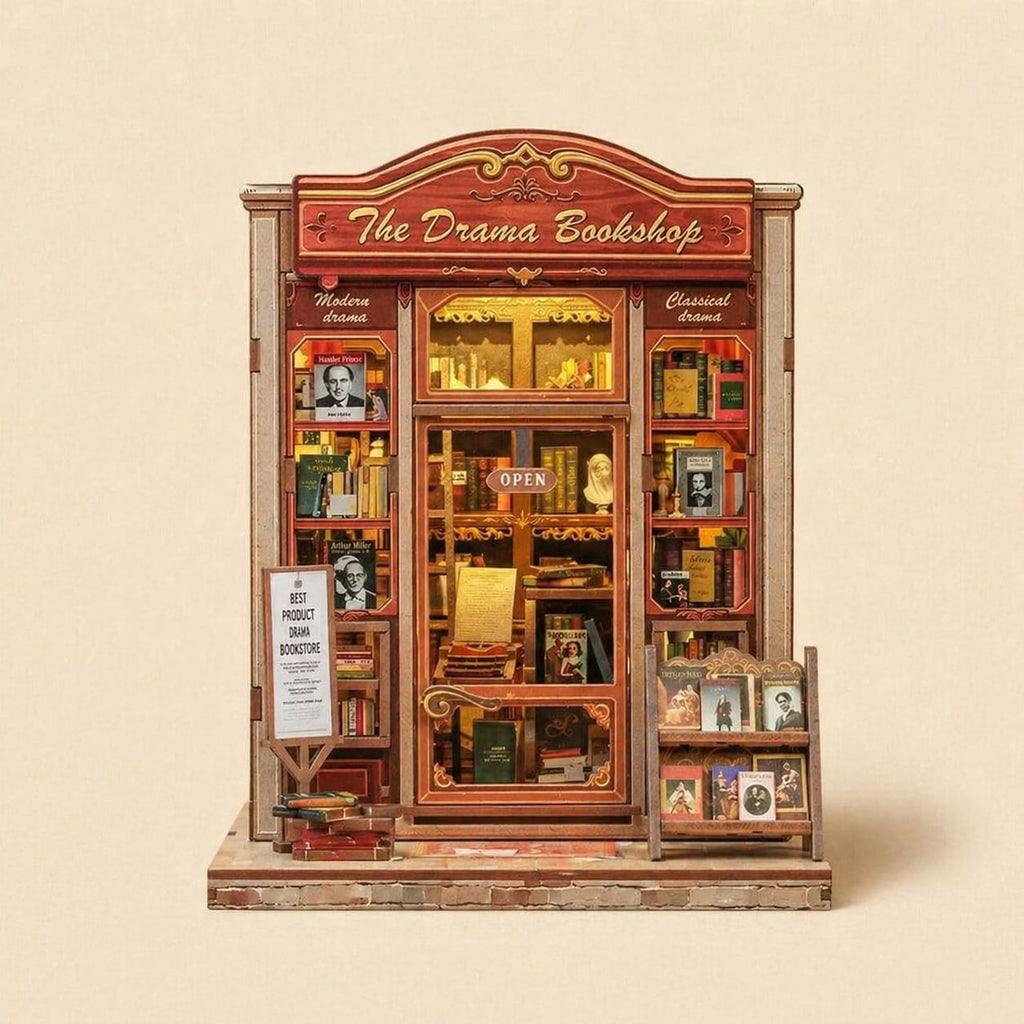 Book Nook - La Librairie Théâtrale · maison miniature · book nook fantasy · packshot premium · Nookora