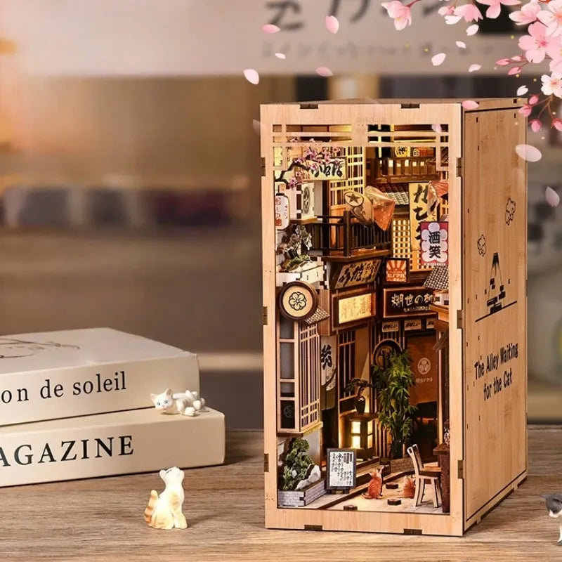 La Ruelle qui Attend le Chat · book nook amour, animaux miniature à construire · Nookora