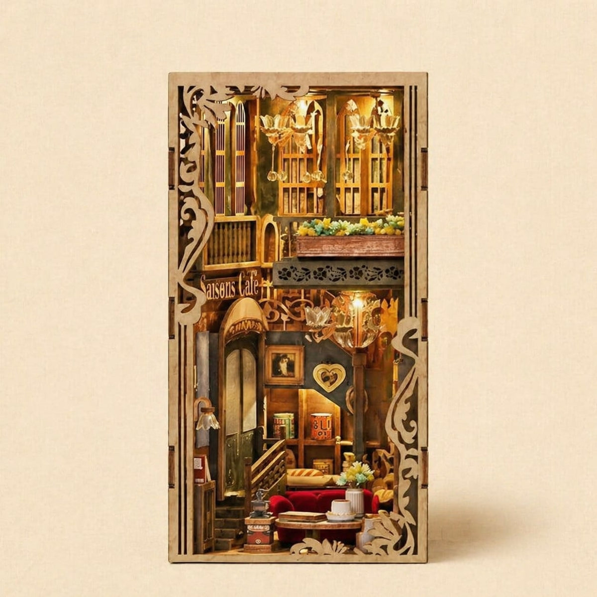 Book Nook - Le Café des Quatre Saisons · book nook café · packshot premium · Nookora