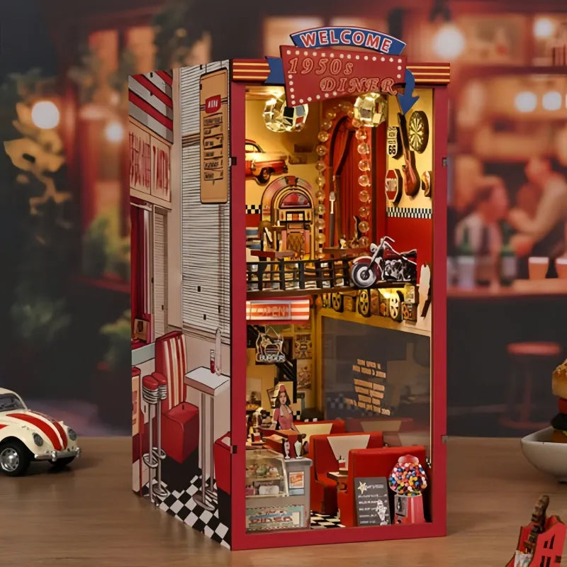 Le Diner Américain · book nook americain, vintage miniature à construire · Nookora