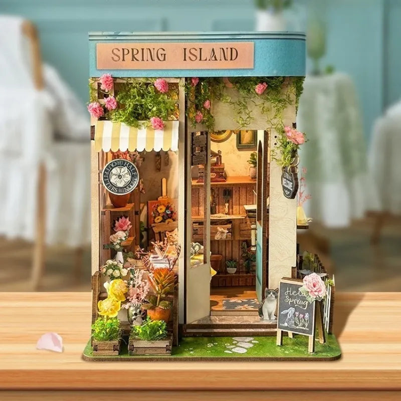 Le Fleuriste de l'Île du Printemps · book nook amour, animaux miniature à construire · Nookora