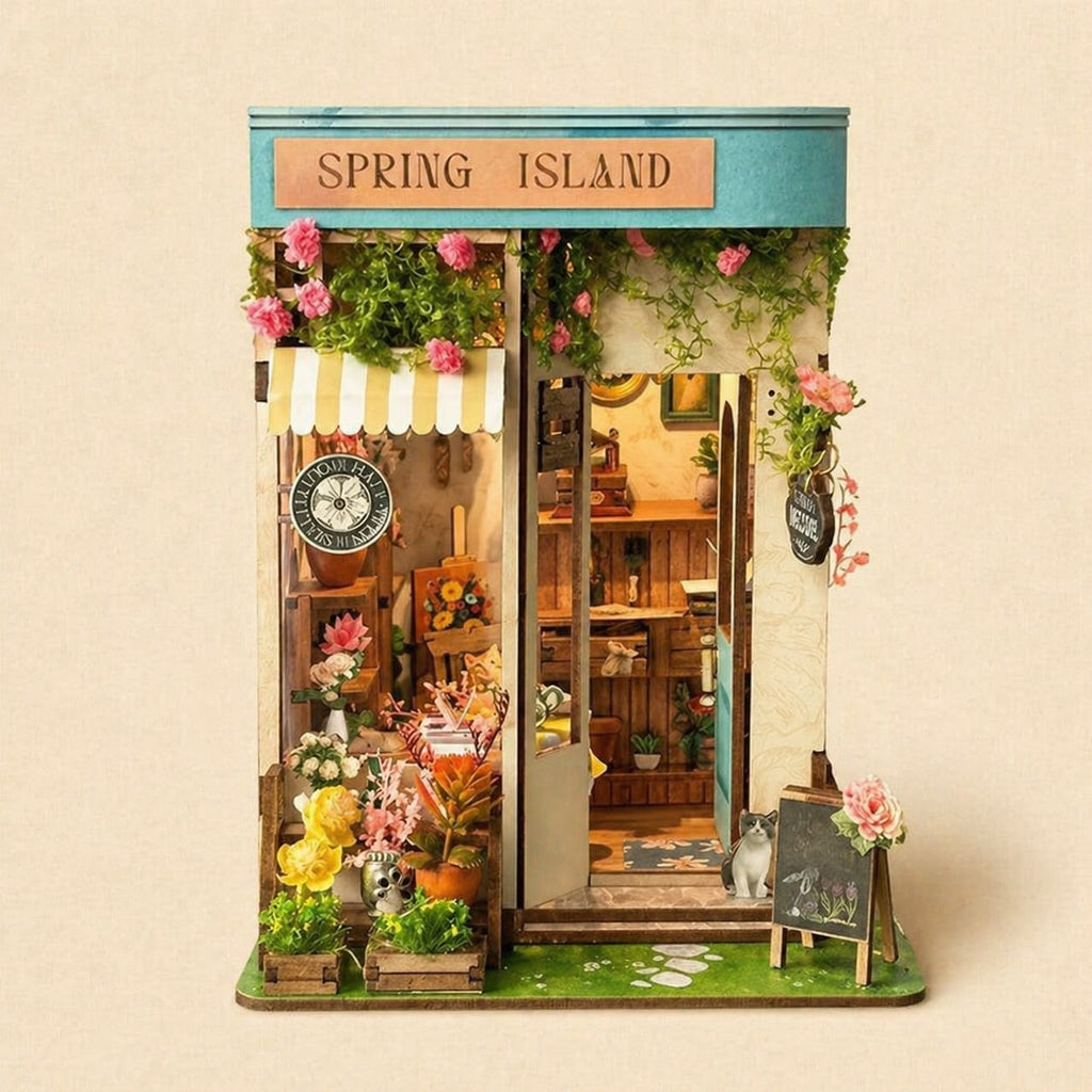 Book Nook - Le Fleuriste de l'Île du Printemps · book nook jardin · packshot premium · Nookora