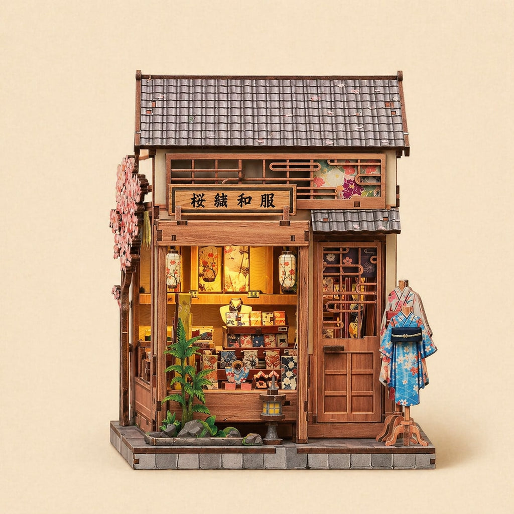 Book Nook - Le Magasin de Kimonos sous les Sakuras · book nook japonais · packshot premium · Nookora