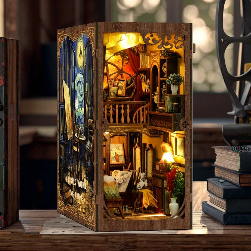 Le Monde dans le Cadre · book nook astronomie, bibliotheque miniature à construire · Nookora