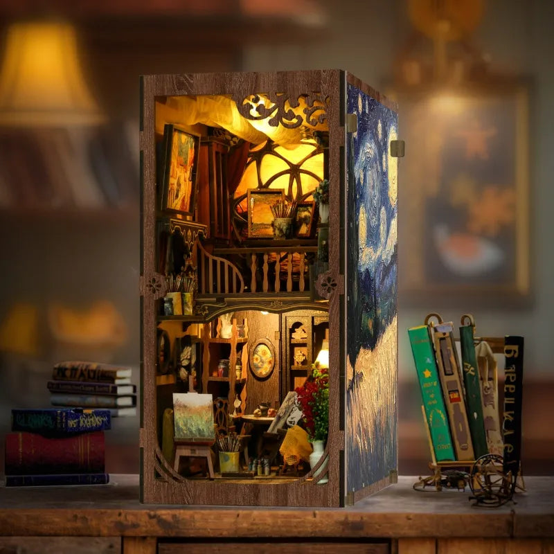 Le Monde dans le Cadre · kit book nook astronomie, bibliotheque · Nookora atelier français