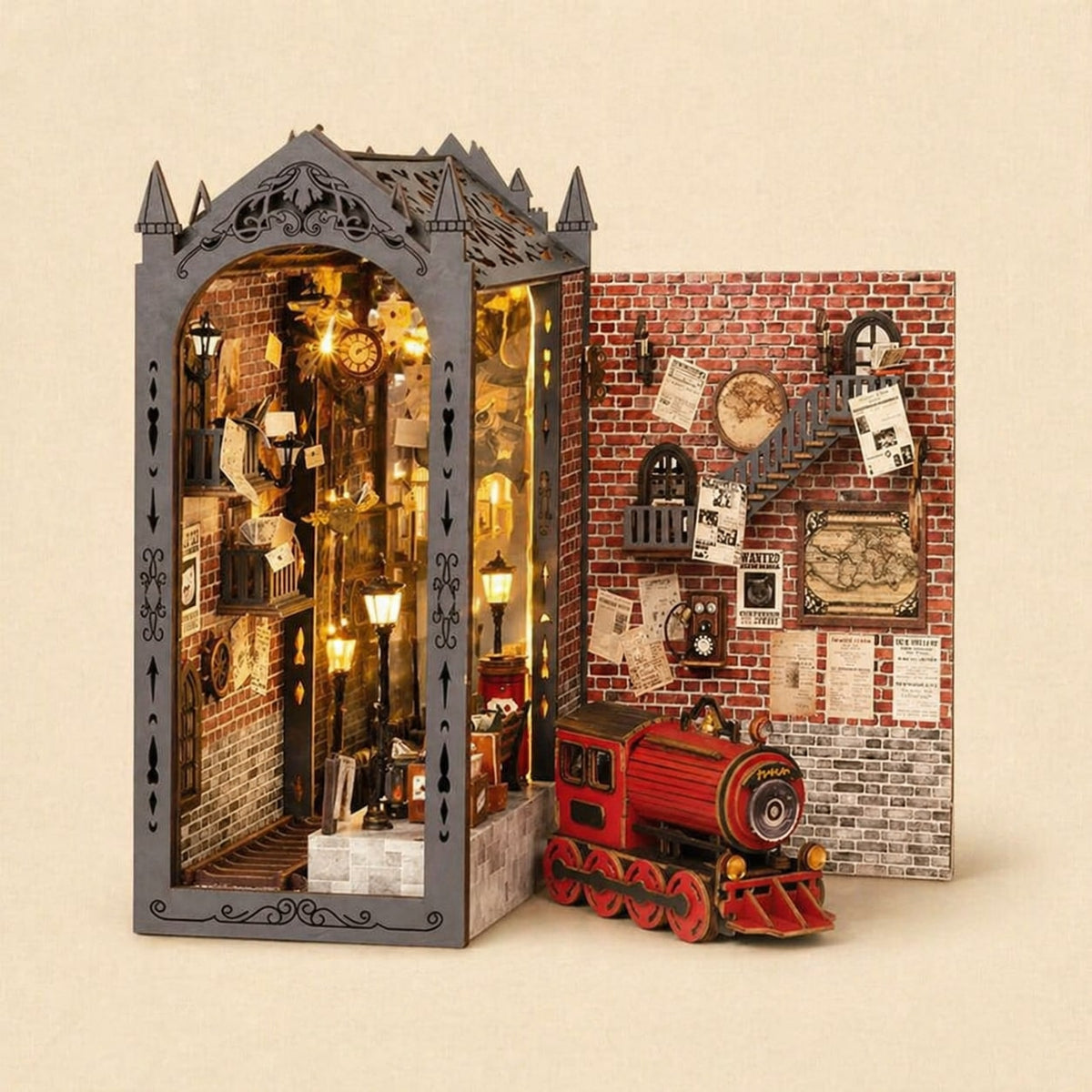 Book Nook - Le Quai du Train Fantastique · book nook magie · packshot premium · Nookora