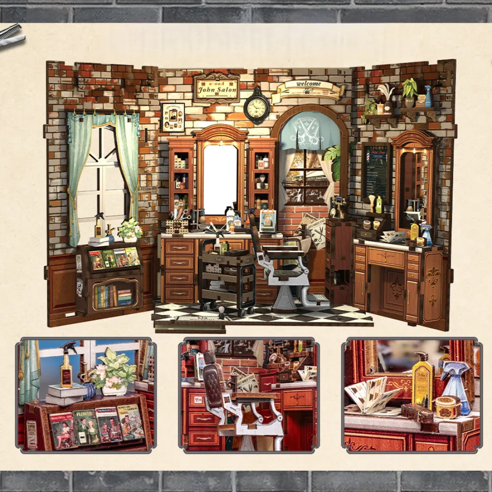 Book Nook - Le Salon de Coiffure de John · maison miniature · book nook · Nookora
