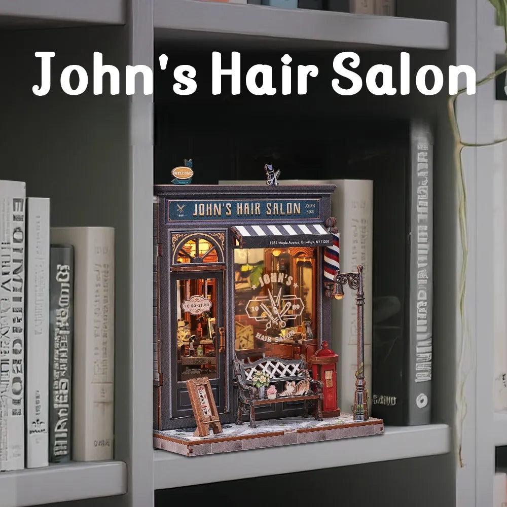 Book Nook - Le Salon de Coiffure de John · maison miniature · book nook · Nookora