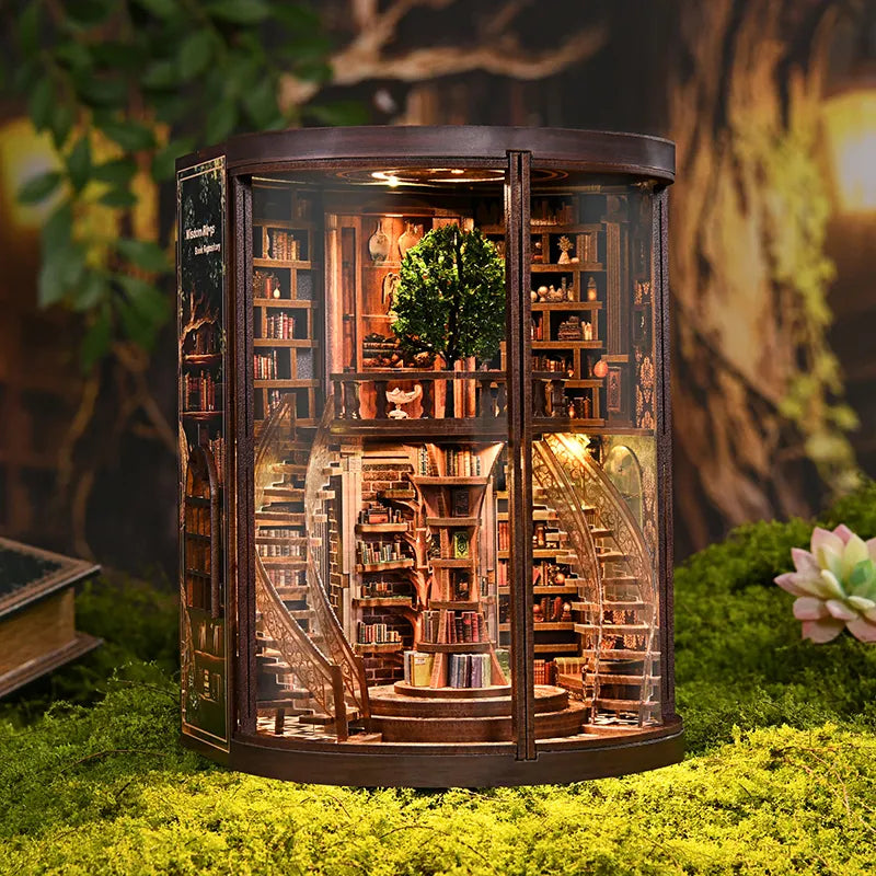 Les Anneaux du Savoir · book nook bibliotheque, fantasy miniature à construire · Nookora