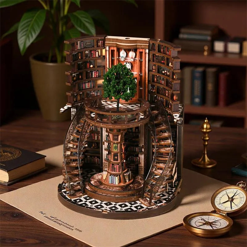Les Anneaux du Savoir · kit book nook bibliotheque, fantasy · Nookora atelier français